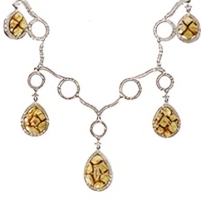 White and yellow gold 18k fashion drop necklace
