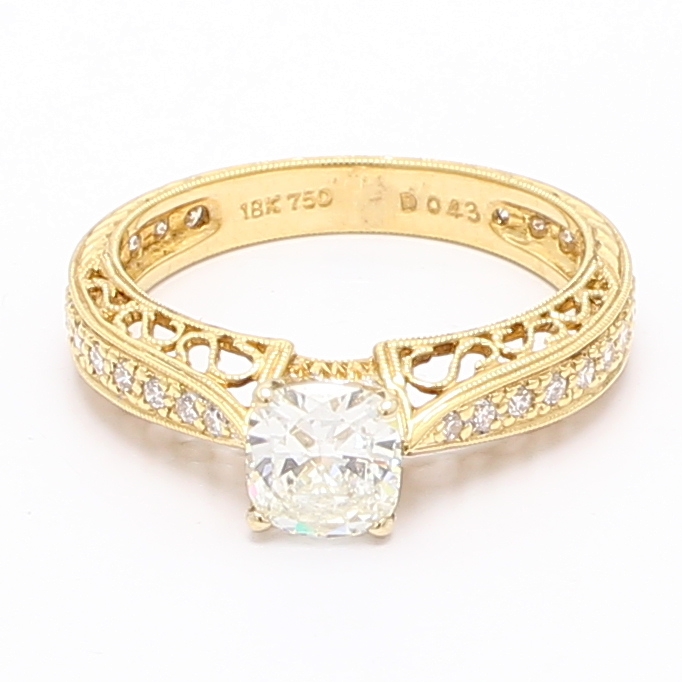 18K Gold Filigree Diamond Semi-Mount, 0.43 ct tw