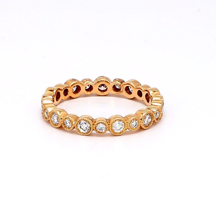 18K Rose Gold Bezel Set Diamond Eternity Band, 0.49 ct tw