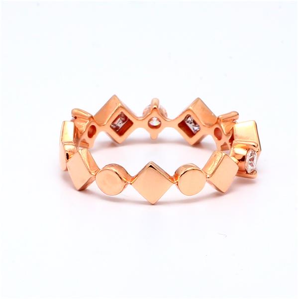 18K Rose Gold Princess and Round Diamond Geometric Band, 0.81 ct tw – view 2