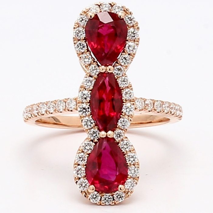 18K Rose Gold Ruby and Diamond Ring, 0.60 ct tw