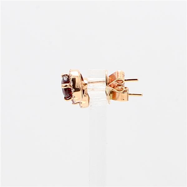 18K Rose Gold Ruby and Diamond Stud Earrings, 0.20 ct tw