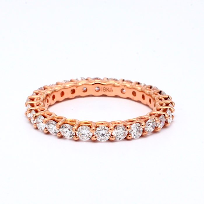 18K Rose Gold Shared Prong Diamond Eternity Band, 1.48 ct tw