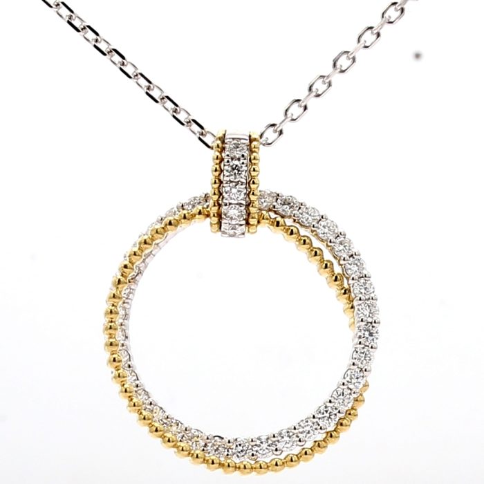 18K Two-Tone Gold Diamond Pendant, 0.82 ct tw
