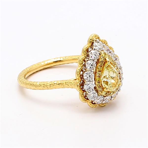 18K Two-Tone Gold Fancy Yellow Pear Diamond Ring, 1.61 ct tw – view 2