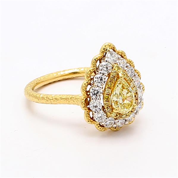 18K Two-Tone Gold Fancy Yellow Pear Diamond Ring, 1.61 ct tw – view 4