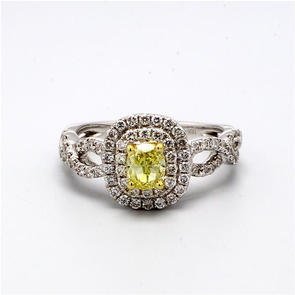 18K Two-Tone Gold Halo Diamond Semi-Mount, 0.58 ct tw
