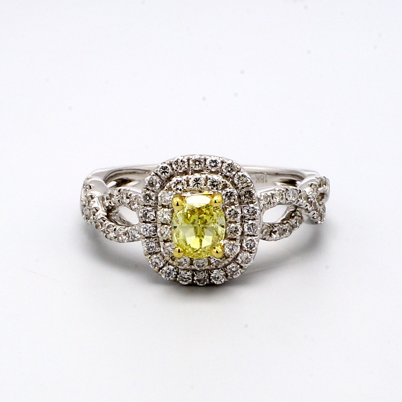 18K Two-Tone Gold Halo Diamond Semi-Mount, 0.58 ct tw