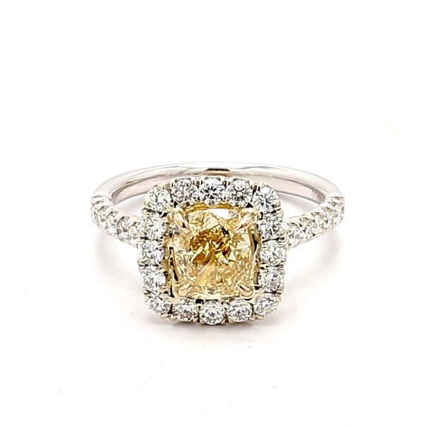 18K Two-Tone Gold Halo Diamond Semi-Mount, 0.75 ct tw