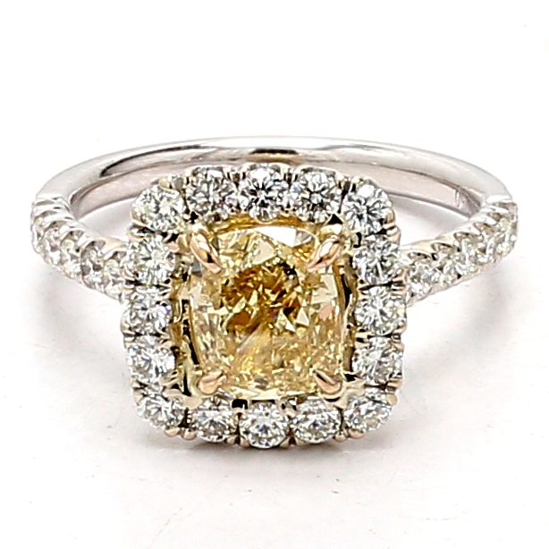 18K Two-Tone Gold Halo Diamond Semi-Mount, 0.75 ct tw