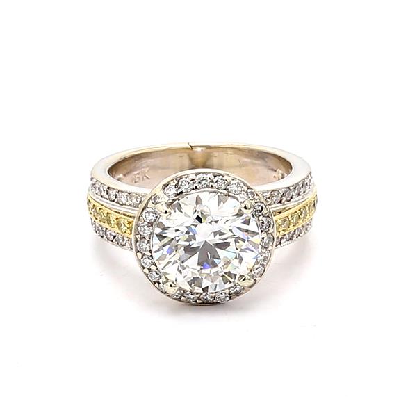 18K Two-Tone Gold Halo Diamond Semi-Mount, 0.94 ct tw