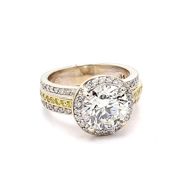 18K Two-Tone Gold Halo Diamond Semi-Mount, 0.94 ct tw – view 4