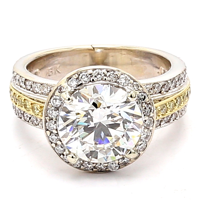 18K Two-Tone Gold Halo Diamond Semi-Mount, 0.94 ct tw