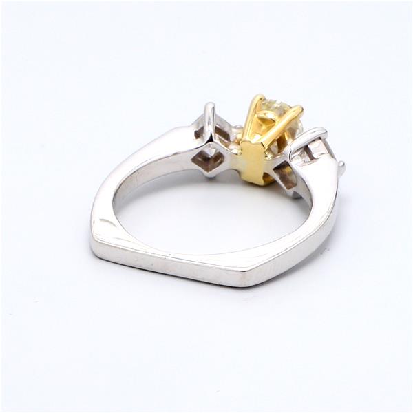 18K Two-Tone Gold Light Yellow Oval Diamond Three-Stone Ring, 1.09 ct tw – view 3