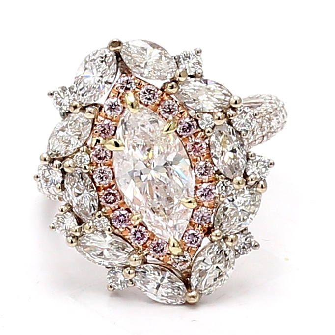 18K Two-Tone Gold Marquise Diamond Ring, 2.47 ct tw