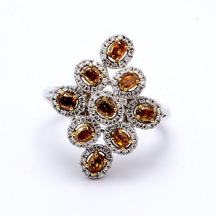 18K Two-Tone Gold Oval Brown Diamond Ring, 1.33 ct tw