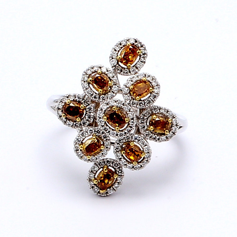 18K Two-Tone Gold Oval Brown Diamond Ring, 1.33 ct tw