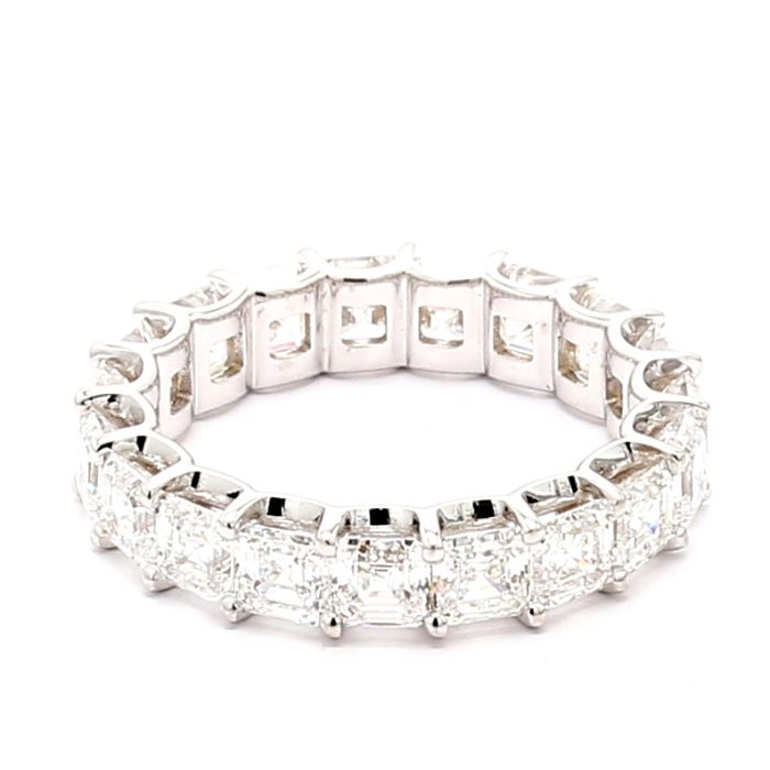 18K White Gold Asscher-Cut Diamond Eternity Band, 6.15 ct tw