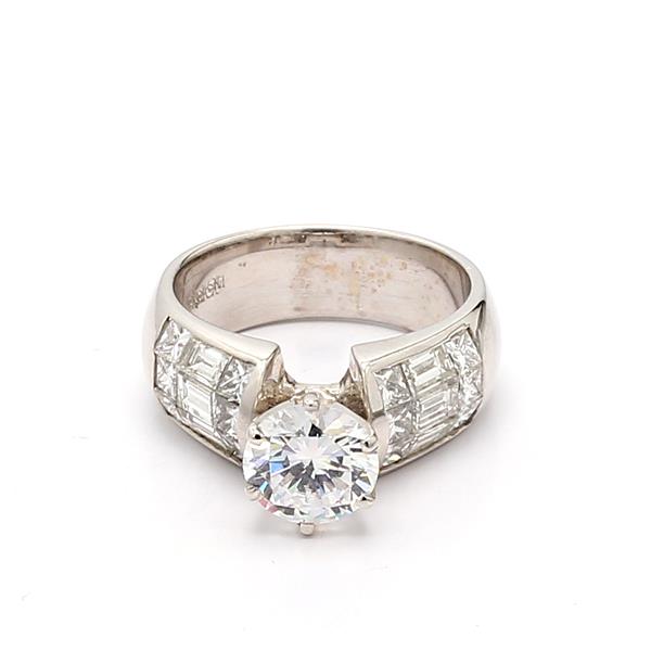 18K White Gold Baguette and Princess Diamond Semi-Mount, 1.79 ct tw