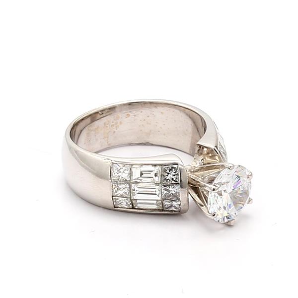 18K White Gold Baguette and Princess Diamond Semi-Mount, 1.79 ct tw – view 2
