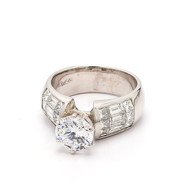 18K White Gold Baguette and Princess Diamond Semi-Mount, 1.79 ct tw – view 4