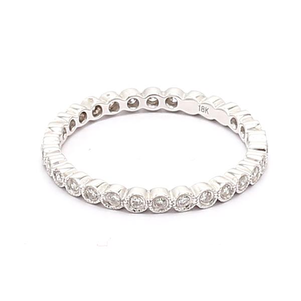 18K White Gold Bezel-Set Milgrain Diamond Eternity Band, 0.23 ct tw