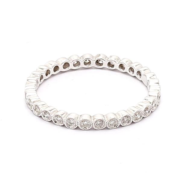 18K White Gold Bezel-Set Milgrain Diamond Eternity Band, 0.23 ct tw – view 2