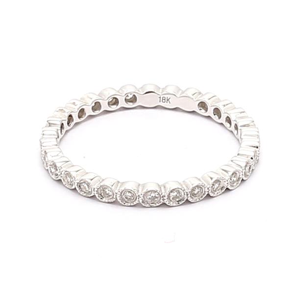 18K White Gold Bezel-Set Milgrain Diamond Eternity Band, 0.23 ct tw – view 3