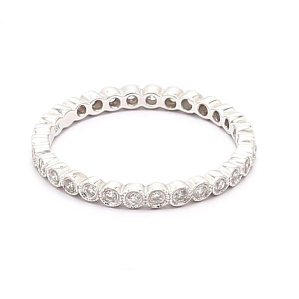 18K White Gold Bezel-Set Milgrain Diamond Eternity Band, 0.23 ct tw – view 4