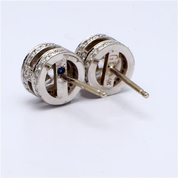 18K White Gold Bezel-Set Round Diamond Stud Earrings, 3.10 ct tw – view 4