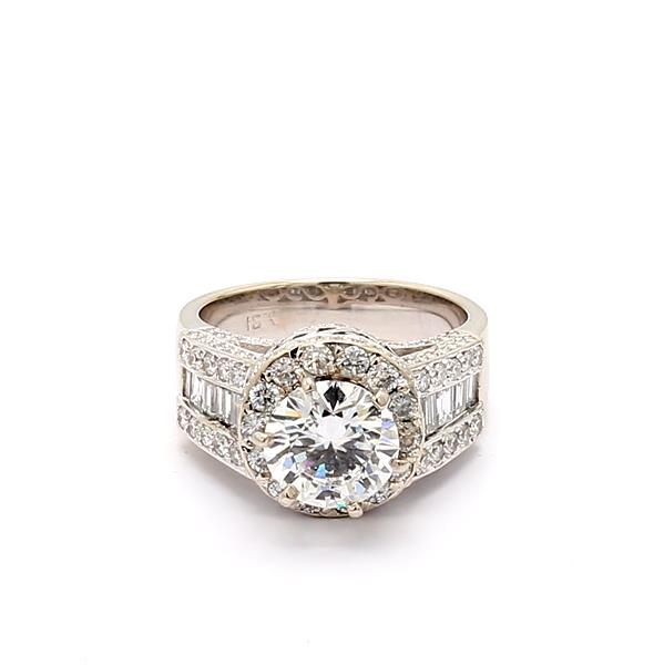 18K White Gold Cathedral Crown-Head Diamond Semi-Mount, 0.97 ct tw