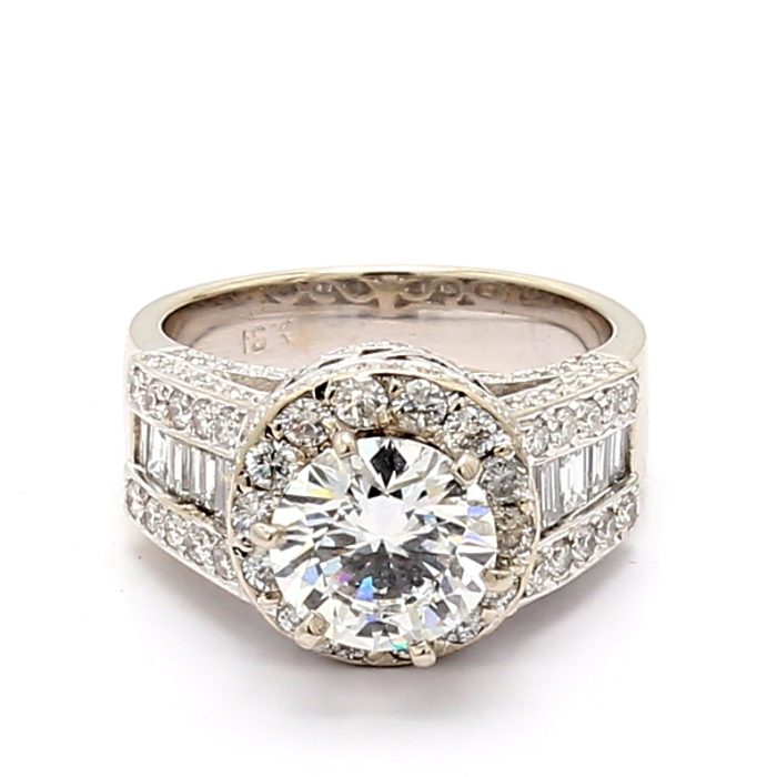 18K White Gold Cathedral Crown-Head Diamond Semi-Mount, 0.97 ct tw