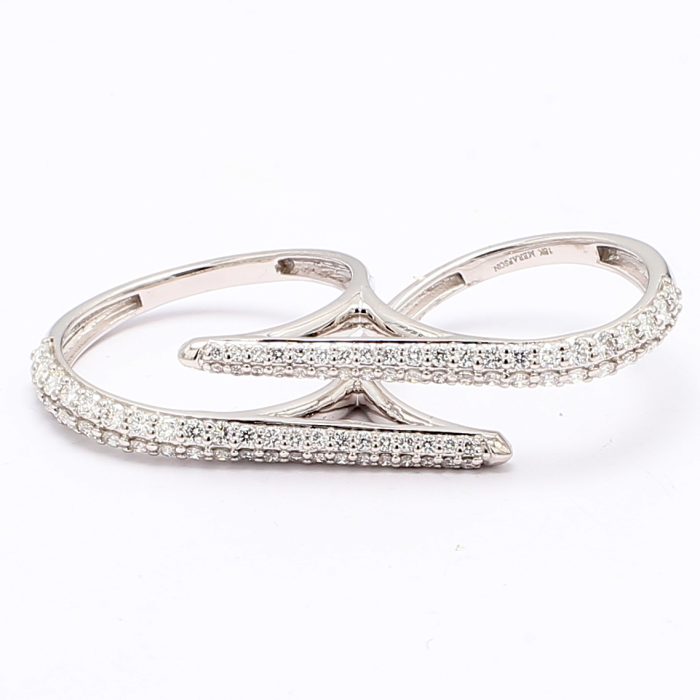18K White Gold Diamond Double-Finger Ring, 1.00 ct tw
