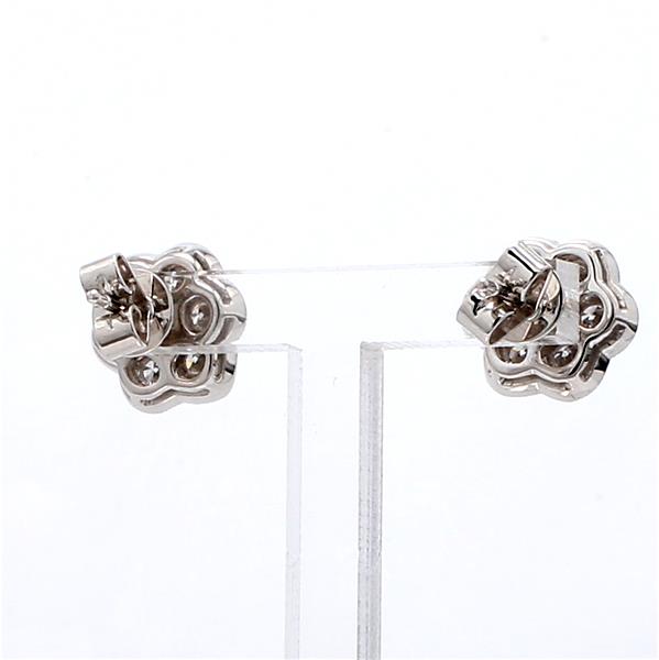 18K White Gold Diamond Flower Stud Earrings, 1.27 ct tw