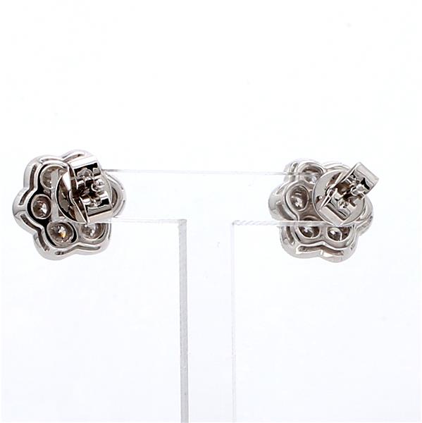 18K White Gold Diamond Flower Stud Earrings, 1.27 ct tw