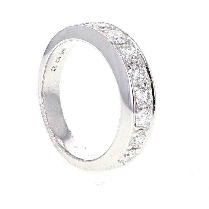 18K White Gold Diamond Half-Way Band, 0.97 ct tw