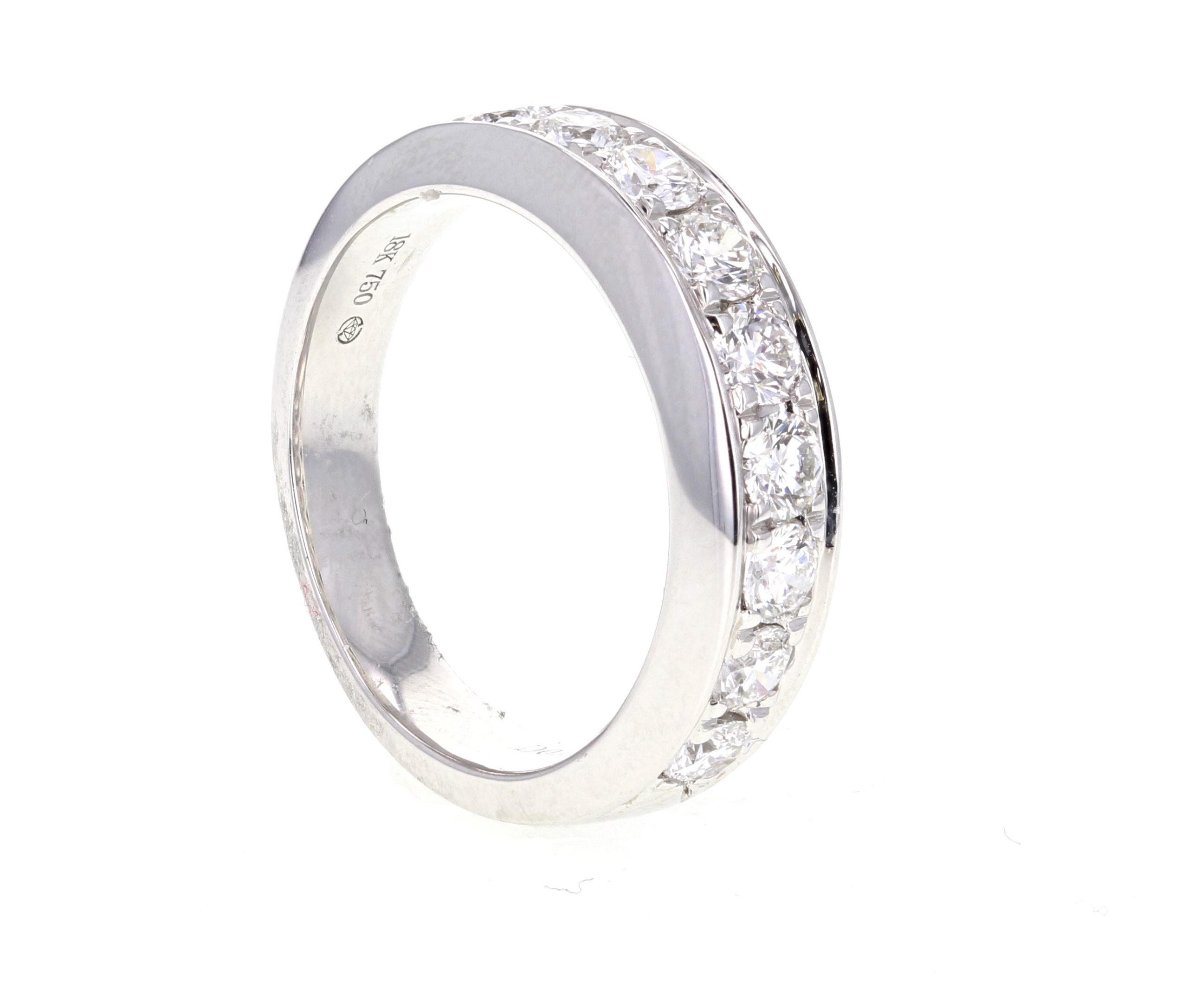 18K White Gold Diamond Half-Way Band, 0.97 ct tw