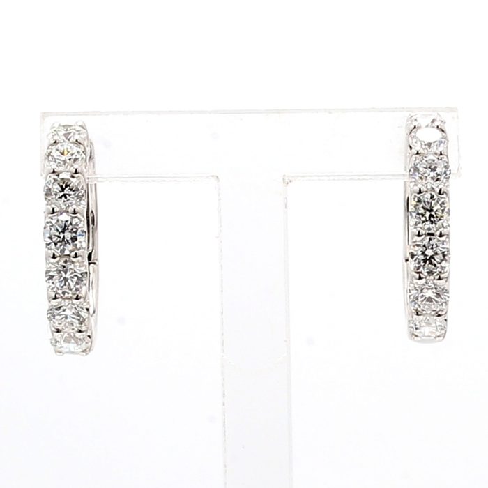18K White Gold Diamond Hoop Earrings, 1.35 ct tw