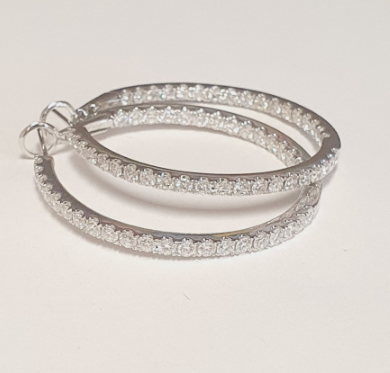 18K White Gold Diamond Hoop Earrings, 3.79 ct tw