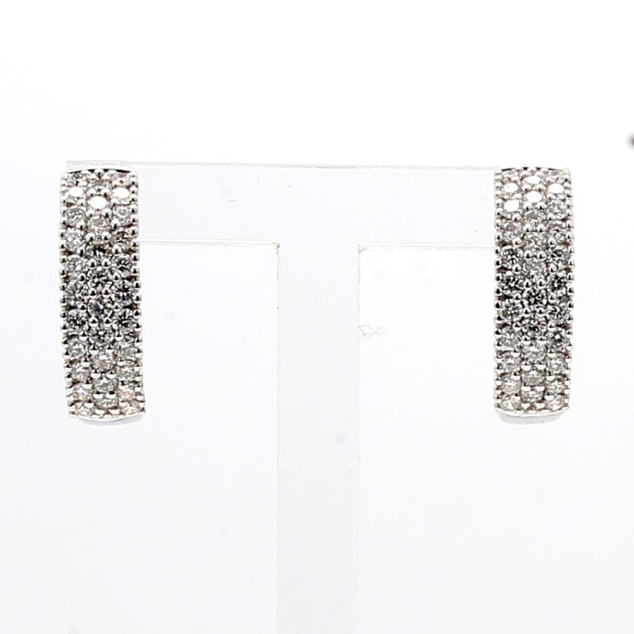 18K White Gold Diamond Huggie Earrings, 0.80 ct tw