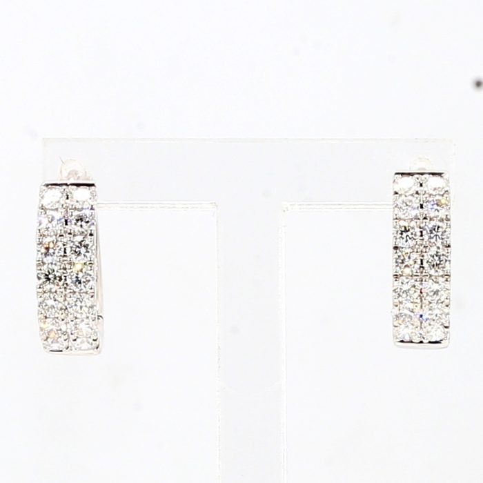 18K White Gold Diamond Huggie Earrings, 0.81 ct tw
