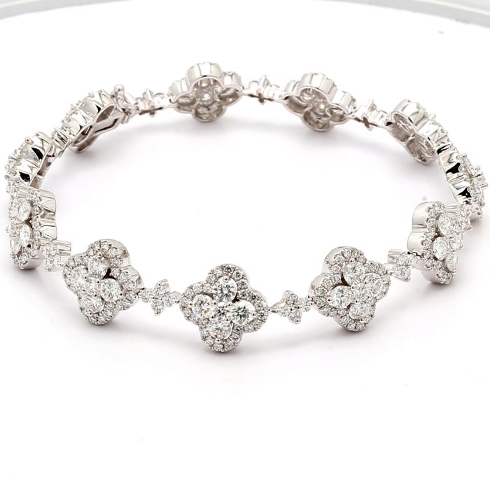 18K White Gold Diamond Link Bracelet, 6.55 ct tw