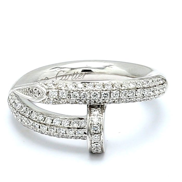 18K White Gold Diamond Nail Ring, 0.91 ct tw