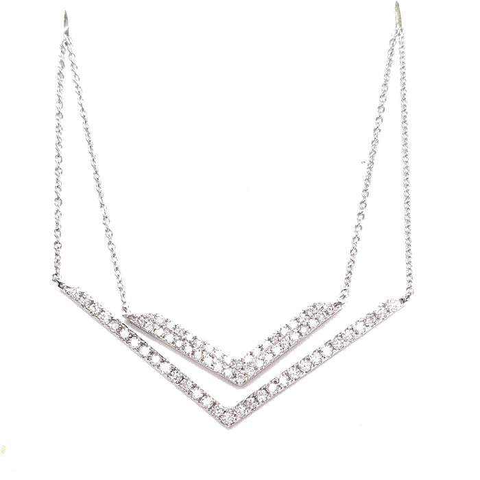 18K White Gold Diamond Necklace, 0.87 ct tw