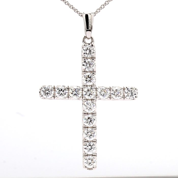 18K White Gold Diamond Pendant, 1.51 ct tw