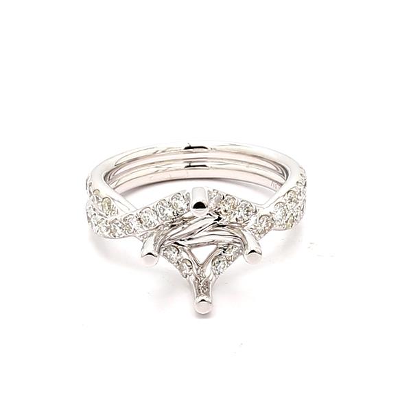 18K White Gold Diamond Semi-Mount, 0.82 ct tw