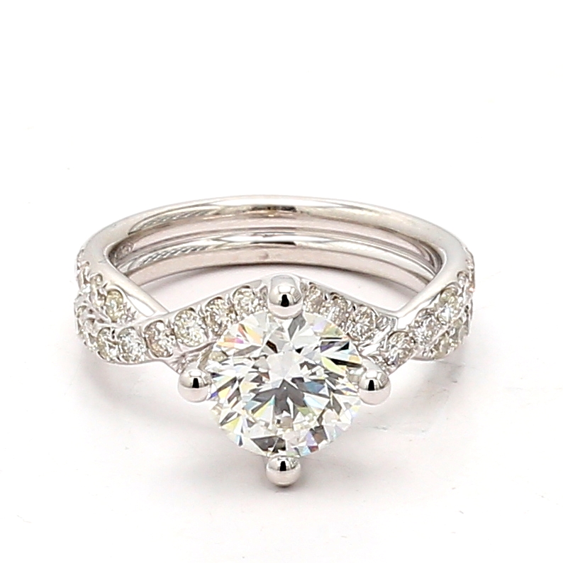 18K White Gold Diamond Semi-Mount, 0.82 ct tw
