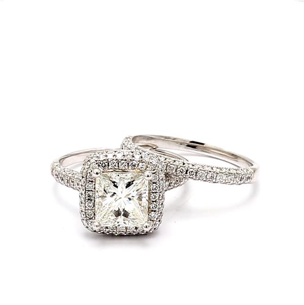 18K White Gold Diamond Wedding Set, 1.50 ct tw