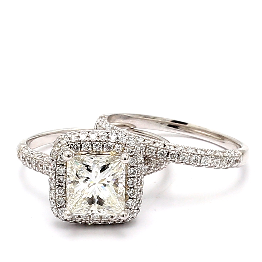 18K White Gold Diamond Wedding Set, 1.50 ct tw