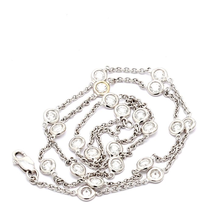 18K White Gold Diamonds by the Yard Necklace, 2.50 ct tw